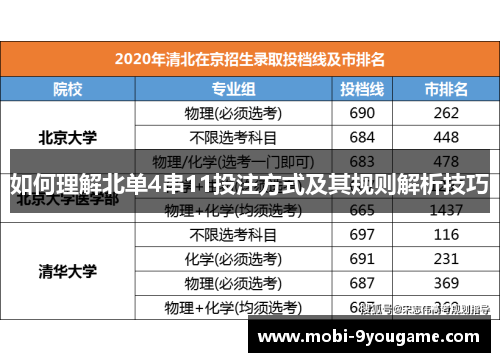 如何理解北单4串11投注方式及其规则解析技巧